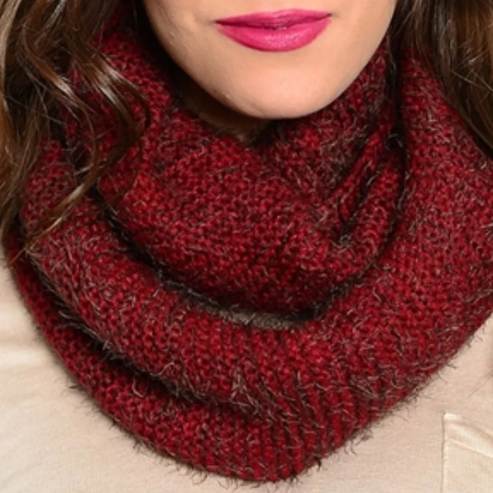 FUZZY KNIT INFINITY SCARF